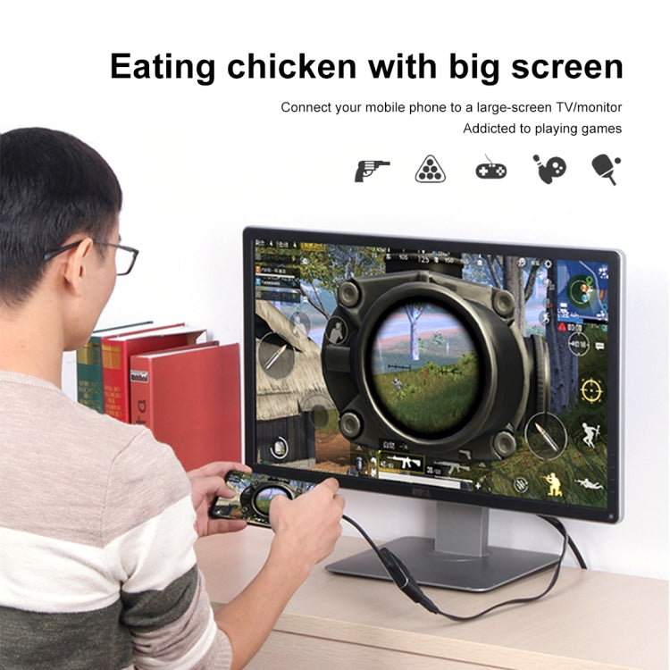 Convertitore adattatore per lettore schermo HD 3 in 1 8 pin + micro USB + da tipo C a AV + HDMI + VGA 15 pin con audio