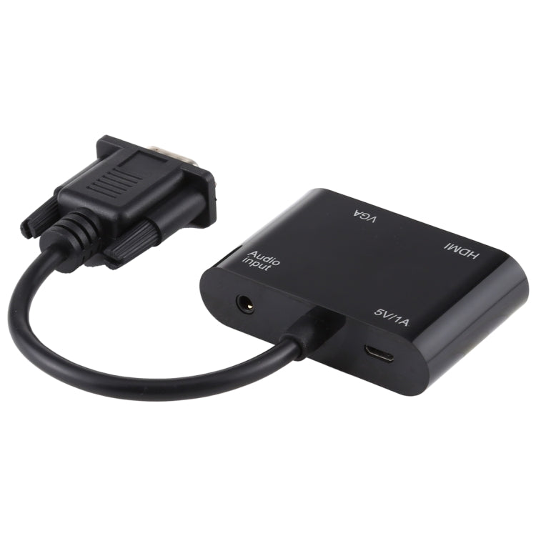 Convertitore adattatore HDTV 2 in 1 da VGA a HDMI + VGA a 15 pin con audio