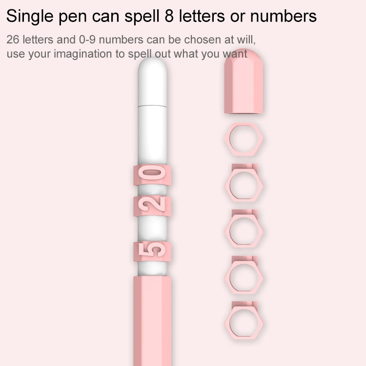 LOVE MEI per Apple Pencil 1 numero lettera design penna stilo custodia protettiva in silicone, For Apple Pencil 1