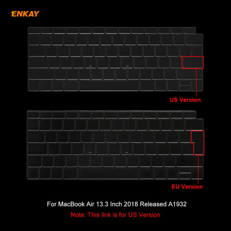 Per MacBook Air 13,3 pollici A1932 2018 ENKAY Hat-prince Versione USA del notebook Custodia protettiva per tastiera in TPU ultrasottile