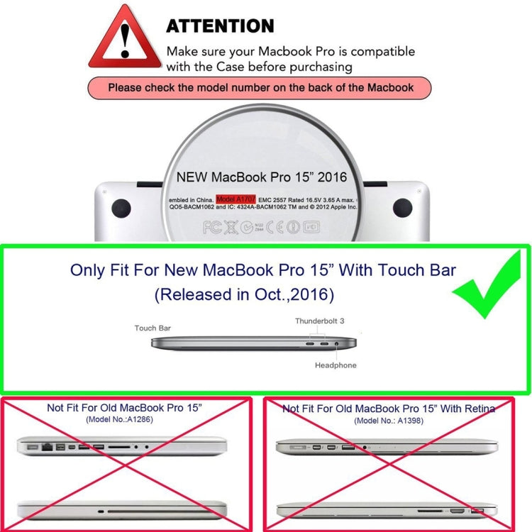 ENKAY Hat-Prince 2 in 1 Custodia protettiva in plastica rigida con guscio di cristallo + Versione USA Cover protettiva per tastiera in TPU ultrasottile per il nuovo MacBook Pro 2016 da 15,4 pollici con Touchbar (A1707), 15.4 inch with Touch Bar US Vers...
