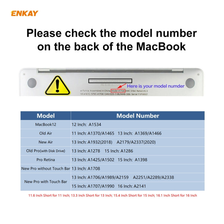 ENKAY Cover protettiva per tastiera in TPU per MacBook Pro 13,3 pollici A1706 / A1989 / A2159 e Pro 15,4 pollici A1707 / A1990 (con Touch Bar), versione USA