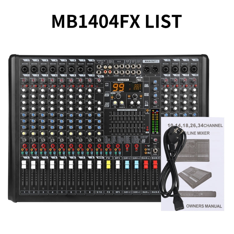 XTUGA B1404FX Mixer audio Bluetooth a 14 canali Controller DJ digitale Console di missaggio audio, B1404FX