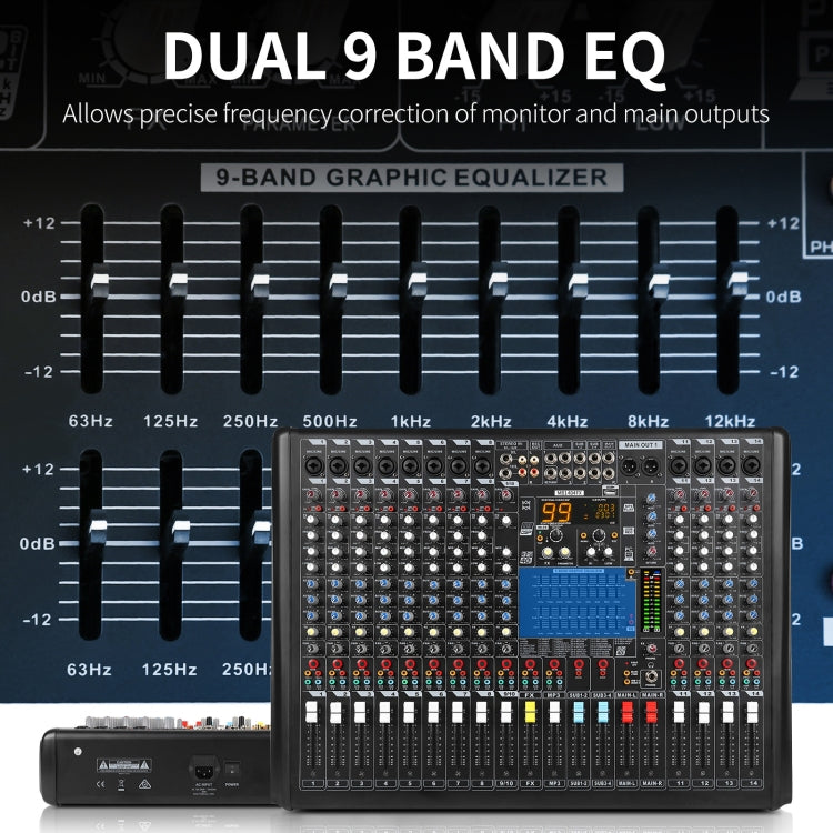 XTUGA B1404FX Mixer audio Bluetooth a 14 canali Controller DJ digitale Console di missaggio audio, B1404FX