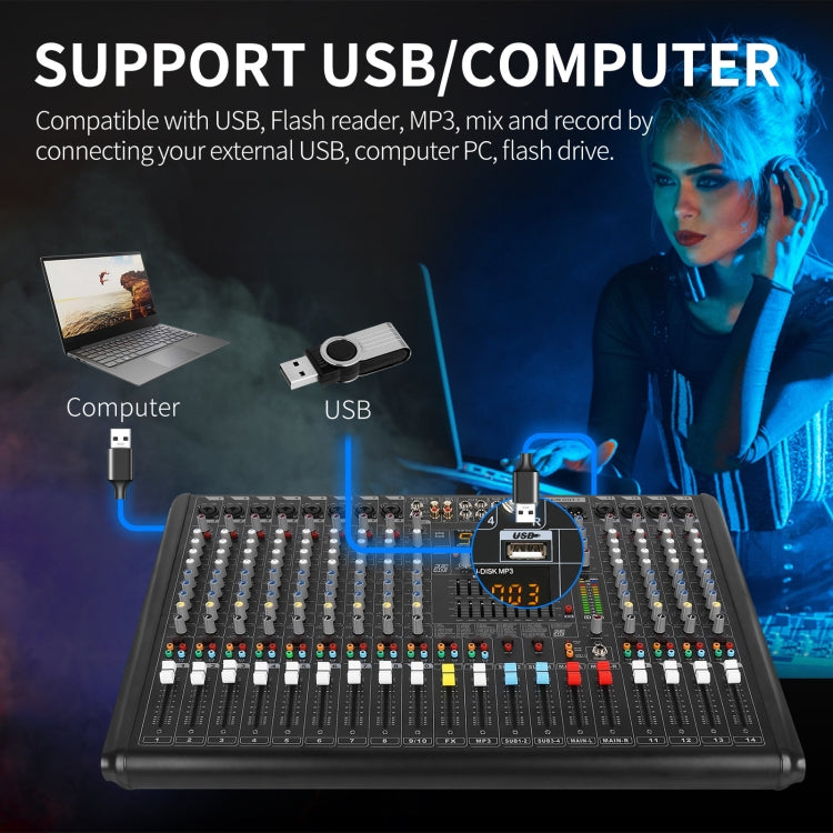XTUGA B1404FX Mixer audio Bluetooth a 14 canali Controller DJ digitale Console di missaggio audio, B1404FX