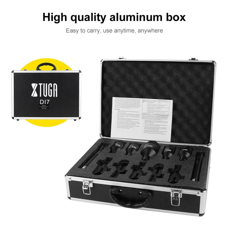 XTUGA DI7 7-Piece Wired Dynamic Drum Mic Kit Kick Bass Tom/Snare Set microfono con cavi XLR, DI7