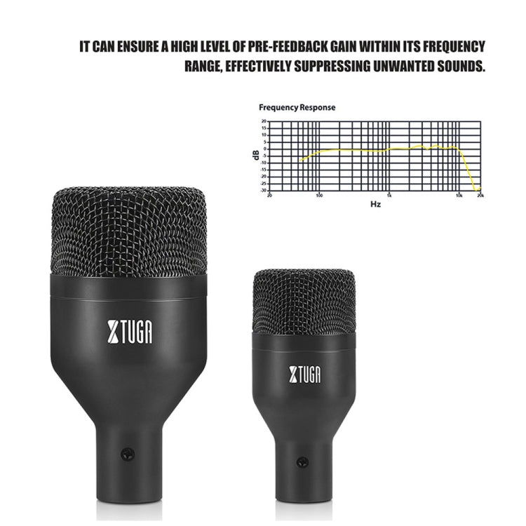XTUGA DI7 7-Piece Wired Dynamic Drum Mic Kit Kick Bass Tom/Snare Set microfono con cavi XLR, DI7