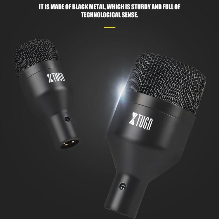 XTUGA DI7 7-Piece Wired Dynamic Drum Mic Kit Kick Bass Tom/Snare Set microfono con cavi XLR, DI7