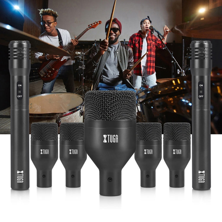 XTUGA DI7 7-Piece Wired Dynamic Drum Mic Kit Kick Bass Tom/Snare Set microfono con cavi XLR, DI7