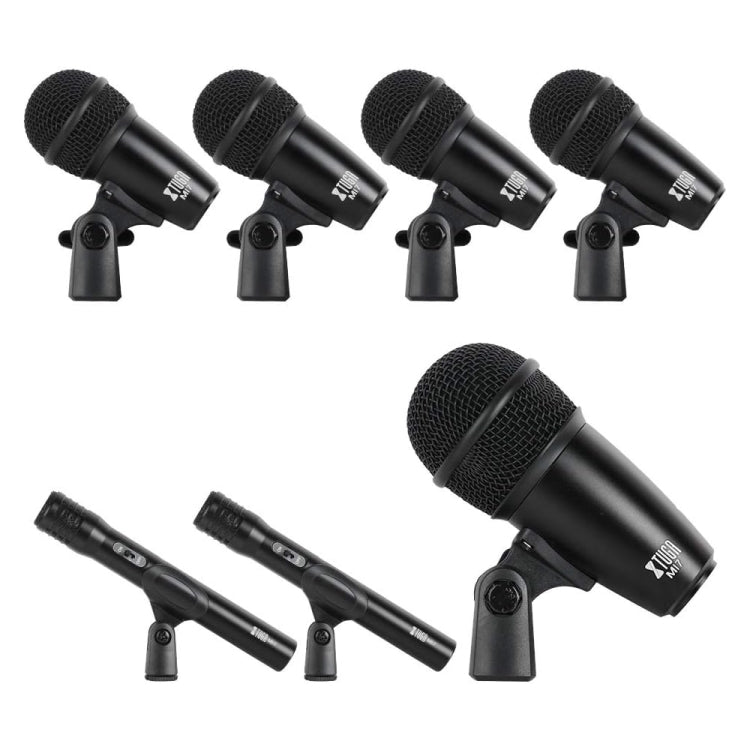 XTUGA MI7-A 7-Piece Wired Dynamic Drum Mic Kit Kick Bass Tom/Snare Set microfono per piatti, MI7-A