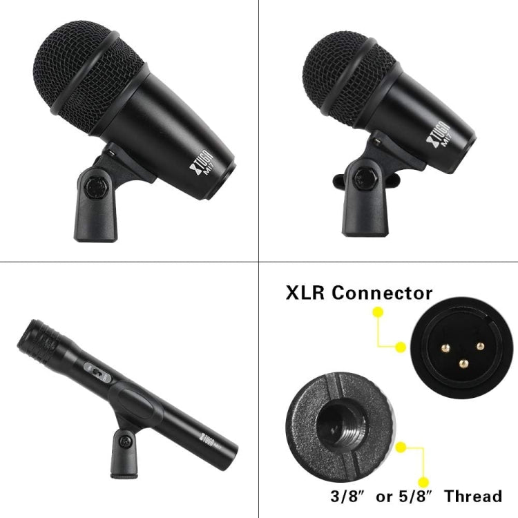 XTUGA MI7-G 7-Piece Wired Dynamic Drum Mic Kit Kick Bass Tom/Snare Set microfono per piatti, MI7-G