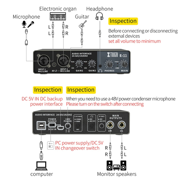 XTUGA E22 Interfaccia audio Scheda audio professionale, E22