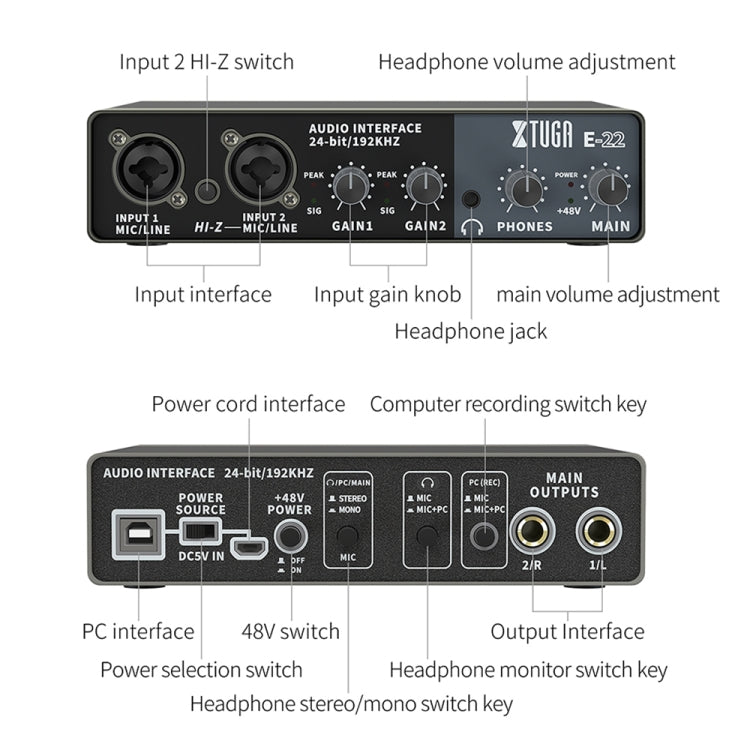 XTUGA E22 Interfaccia audio Scheda audio professionale, E22