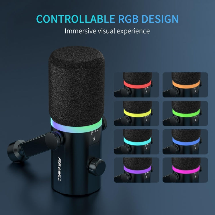 FEELWORLD PM1-AS Microfono dinamico XLR/USB per podcasting, registrazione, giochi, streaming live con braccio, PM1-AS