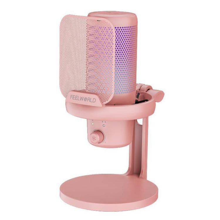 Microfono da gioco a condensatore USB FEELWORLD VM1 per streaming, cancellazione del rumore, luce RGB silenziosa, supporto da tavolo, VM1-XS