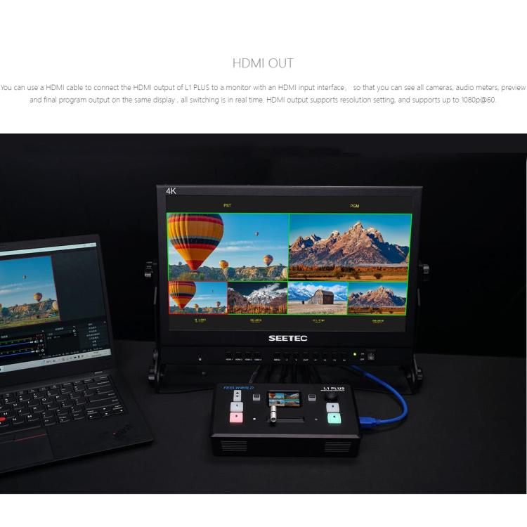 FEELWORLD L1 PLUS Mixer video multi-camera Touch Screen Controllo PTZ Switcher streaming veloce USB3.0, L1 PLUS
