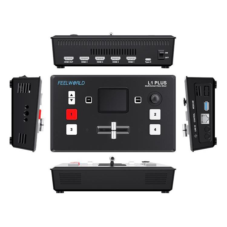 FEELWORLD L1 PLUS Mixer video multi-camera Touch Screen Controllo PTZ Switcher streaming veloce USB3.0, L1 PLUS