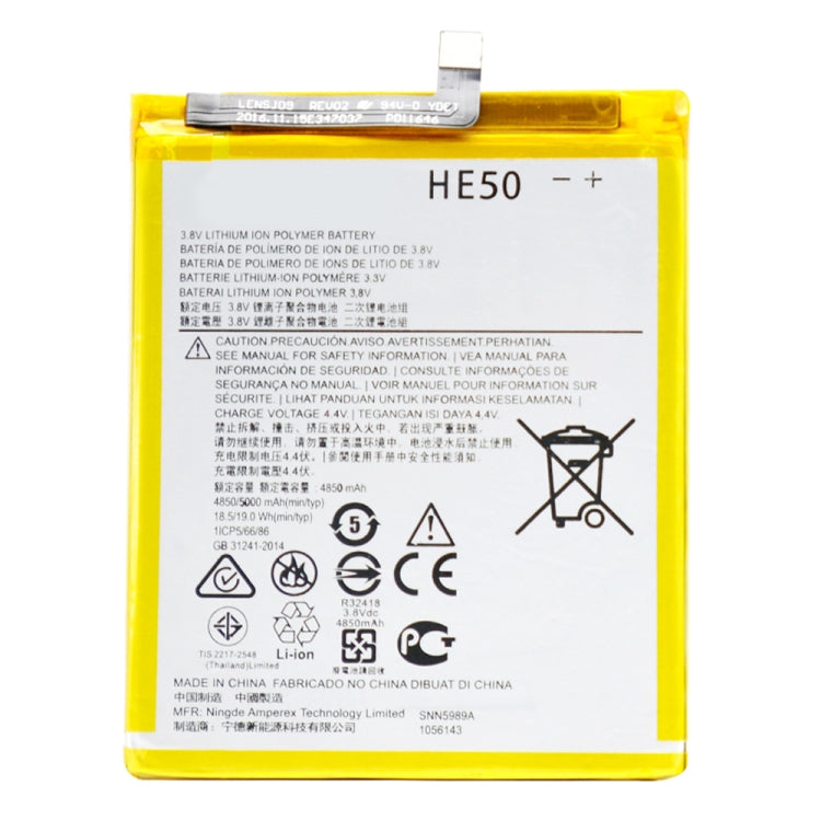 Batteria ai polimeri di litio HE50 da 4850 mAh per Motorola Moto E4 Plus / XT1775, For Moto E4 Plus