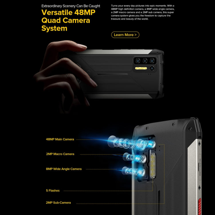 Quad fotocamere posteriori, IP68/IP69K impermeabile antipolvere antiurto, Face ID e identificazione delle impronte digitali, batteria da 13200 mAh, Android 11 MTK Helio G95 Octa Core da 6,81 pollici fino a 2,05 GHz, Rete: 4G, OTG, NFC, 8GB+256GB