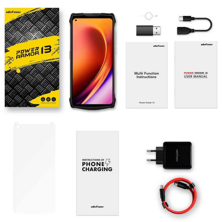 Quad fotocamere posteriori, IP68/IP69K impermeabile antipolvere antiurto, Face ID e identificazione delle impronte digitali, batteria da 13200 mAh, Android 11 MTK Helio G95 Octa Core da 6,81 pollici fino a 2,05 GHz, Rete: 4G, OTG, NFC, 8GB+256GB