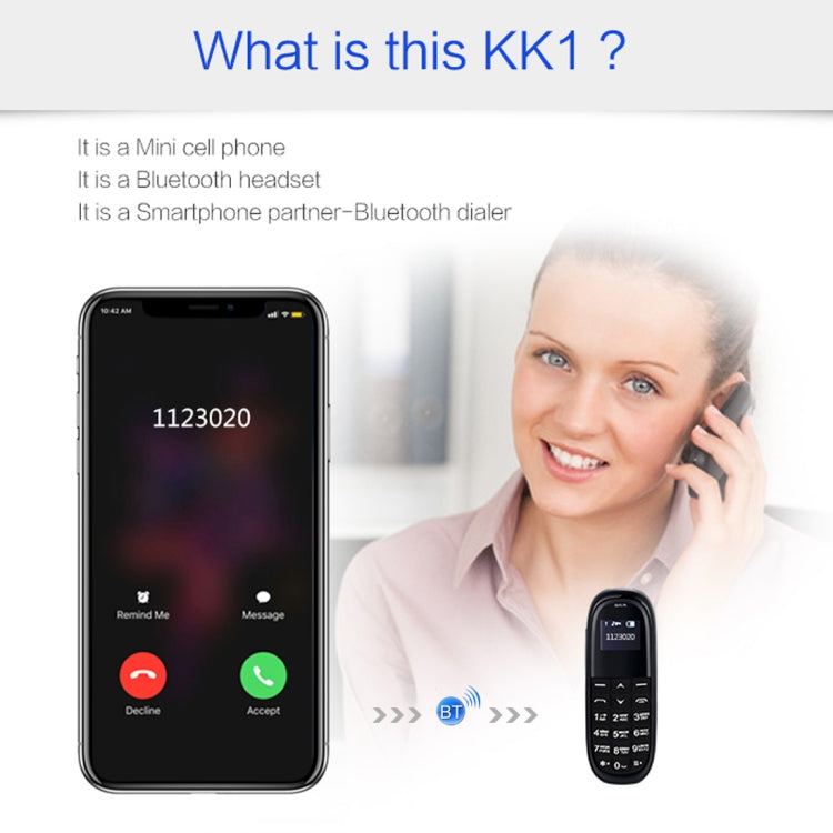 Cuffia con combinatore Bluetooth a mani libere, MTK6261DA, Anti-smarrimento, SIM singola, Rete: 2G