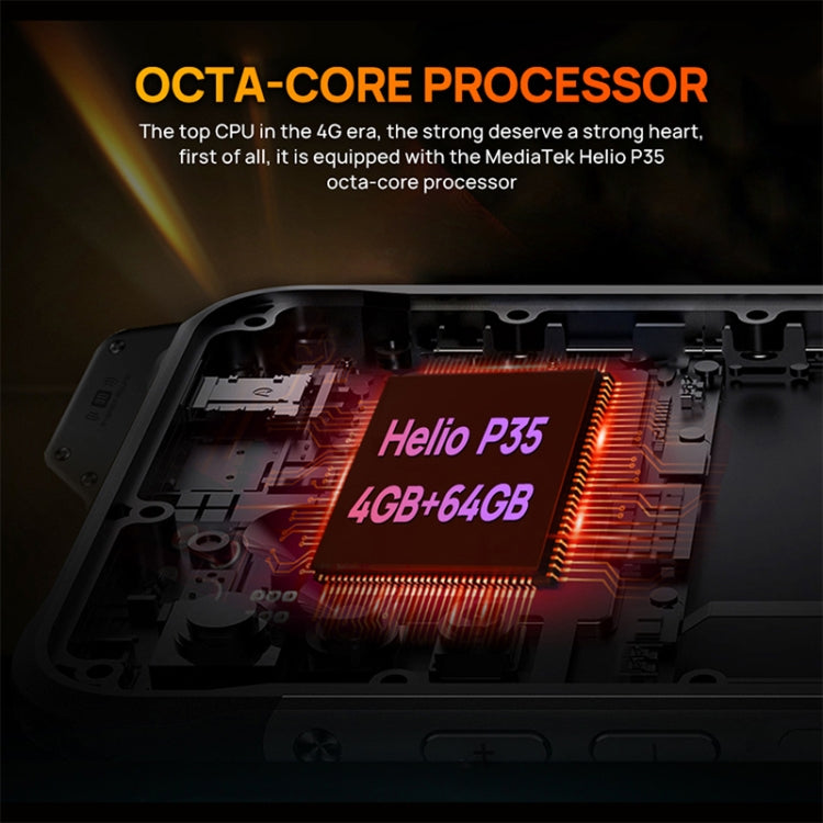 IP68 Impermeabile Antipolvere Antiurto, Batteria 5000mAh, Android 11 MTK6765 Helio P35 Octa Core da 6,3 pollici fino a 2,35 GHz, Rete: 4G, NFC, OTG, Explosion-proof , 4GB+64GB
