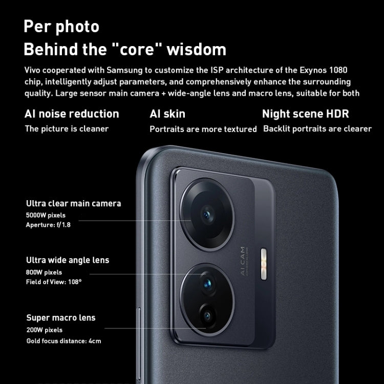 Tripla fotocamera posteriore, identificazione delle impronte digitali Srceen, batteria da 4700 mAh, 6,44 pollici Android 11.0 OriginOS Ocean Exynos 1080 Octa Core fino a 2,8 GHz, OTG, NFC, Rete: 5G, 12GB+256GB