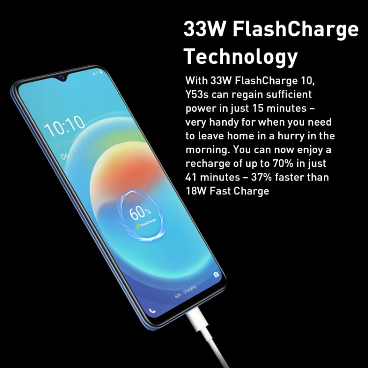Doppia fotocamera posteriore, identificazione delle impronte digitali laterale, batteria da 5000 mAh, 6,58 pollici Android 11.0 OriginOS 1.0 Qualcomm Snapdragon 480 Octa Core fino a 2,0 GHz, OTG, Rete: 5G, 8GB+256GB