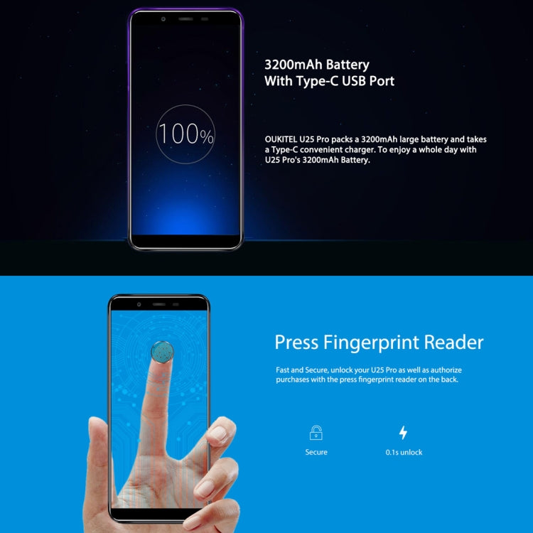 Doppia fotocamera posteriore, identificazione delle impronte digitali, Android 8.1 MTK6750T Octa Core da 5,5 pollici fino a 1,5 GHz, Rete: 4G, doppia SIM, OTG, OTA