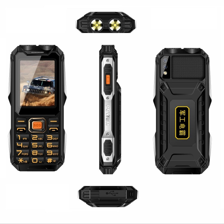 Impermeabile antiurto antipolvere, batteria 16800mAh, 2,4 pollici, 21 tasti, Bluetooth, torcia LED, FM, SOS, doppia SIM, rete: 2G, Q8 2G