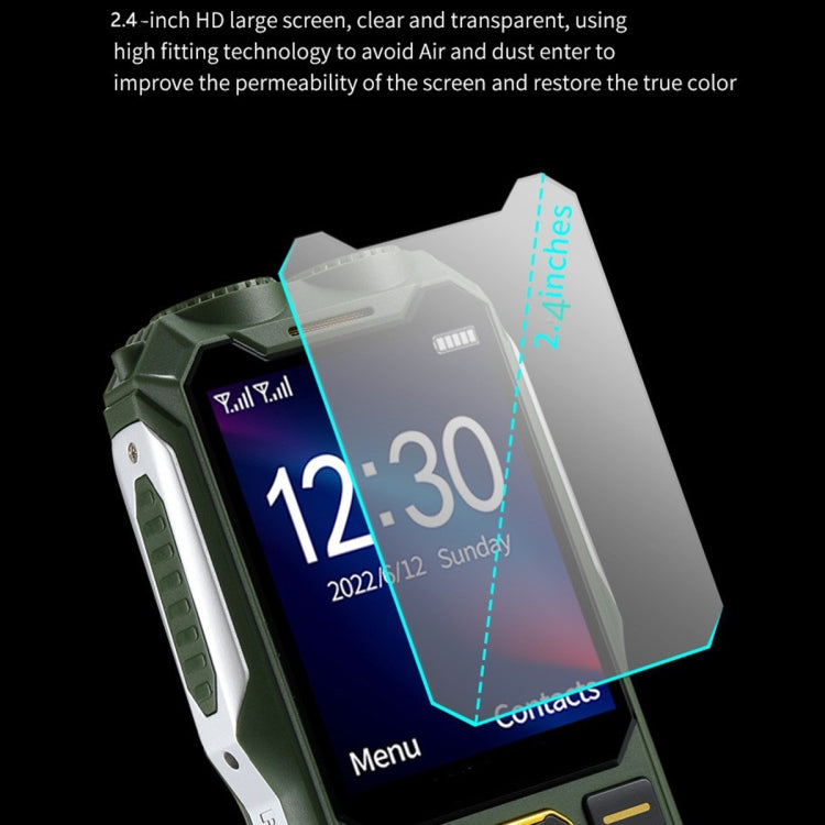 Impermeabile antiurto antipolvere, batteria 16800mAh, 2,4 pollici, 21 tasti, Bluetooth, torcia LED, FM, SOS, doppia SIM, rete: 2G, Q8 2G