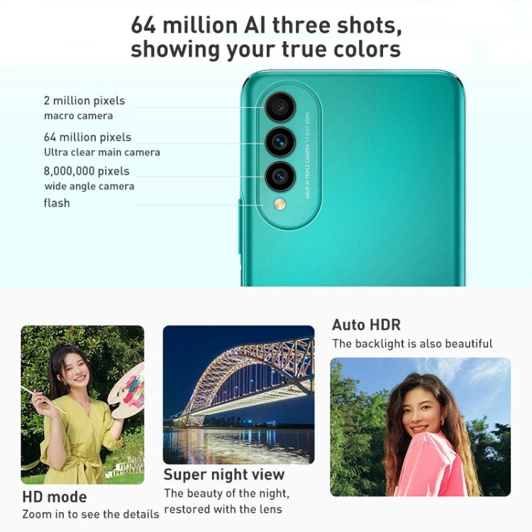 Tripla fotocamera posteriore, identificazione delle impronte digitali laterale, HarmonyOS 2.0 Octa Core da 6,6 pollici, rete: 4G, OTG, non supporta Google Play, 256GB