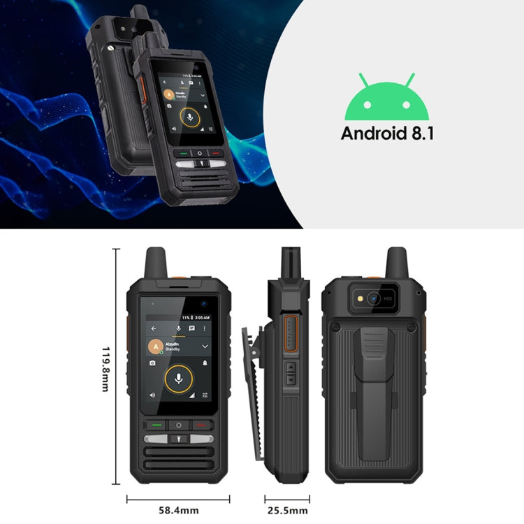 Impermeabile Antipolvere Antiurto, Batteria da 5300mAh, Android 8.1 Qualcomm MSM8909 Quad Core da 2,4 pollici fino a 1,1GHz, Rete: 4G, Doppia SIM, PPT, SOS, F80