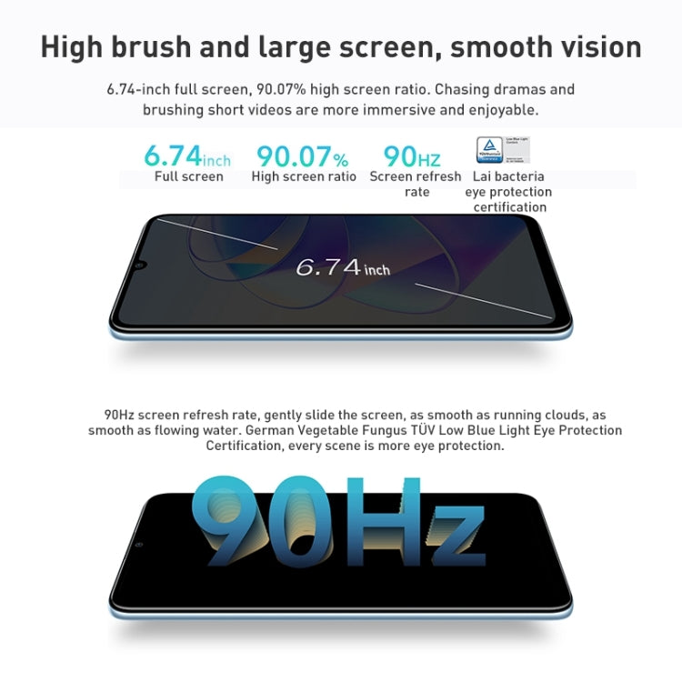 Doppia fotocamera posteriore, identificazione delle impronte digitali laterale, batteria da 6000 mAh, Magic UI 6.1 da 6,74 pollici (Android 12) MediaTek Dimensity 700 Octa Core fino a 2,2 GHz, Rete: 5G, Non supporta Google Play, 8GB+256GB