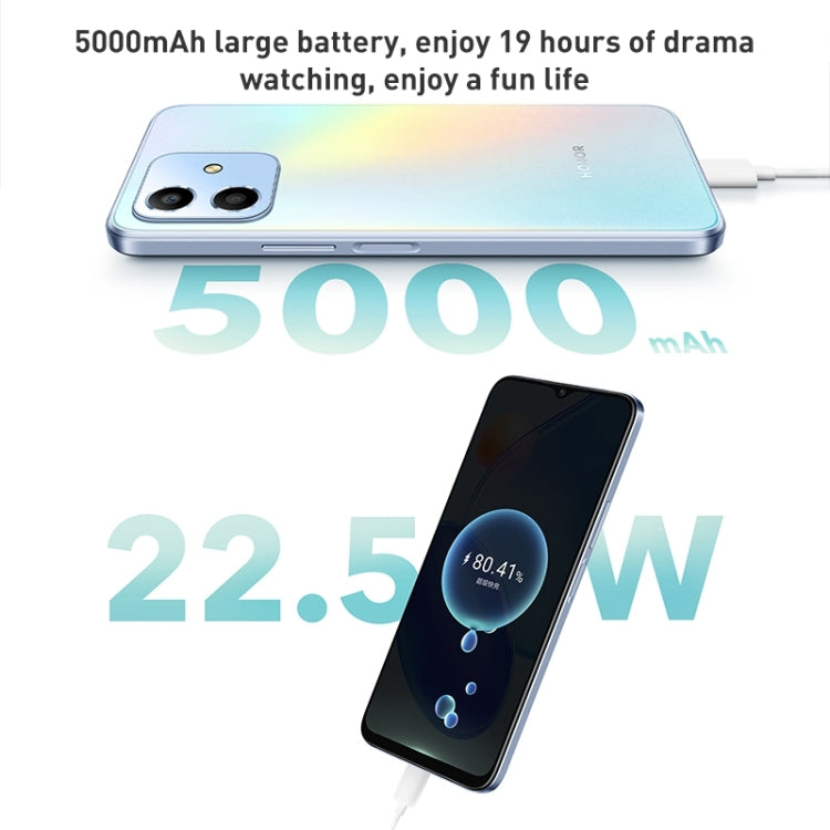 Doppia fotocamera posteriore, identificazione delle impronte digitali laterale, batteria da 5000 mAh, Magic UI 5.0 da 6,5 pollici (Android R) Qualcomm Snapdragon 480 Plus Octa Core fino a 2,2 GHz, Rete: 5G, Non supporta Google Play, 8GB+128GB