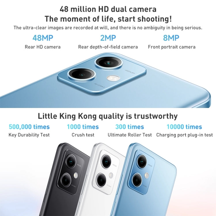 Doppia fotocamera posteriore, batteria da 5000 mAh, identificazione delle impronte digitali laterale, MIUI 13 Qualcomm Snapdragon 4 Gen1 Octa Core da 6,67 pollici fino a 2,0 GHz, Rete: 5G, doppia SIM, IR, non supporta Google Play, Note 12 5G,8GB+256GB