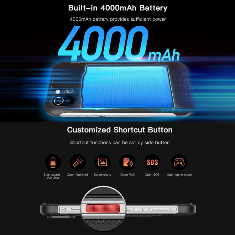 Doppia fotocamera posteriore, IP68 impermeabile antipolvere antiurto, Android 12.0 MTK6761 Quad Core da 5,71 pollici fino a 2,0 GHz, Rete: 4G, NFC, OTG, versione globale