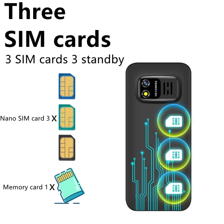 1,33 pollici, MTK6261D, 21 tasti, supporto Bluetooth, FM, suono magico, registrazione automatica delle chiamate, GSM, tripla SIM, Russian Key