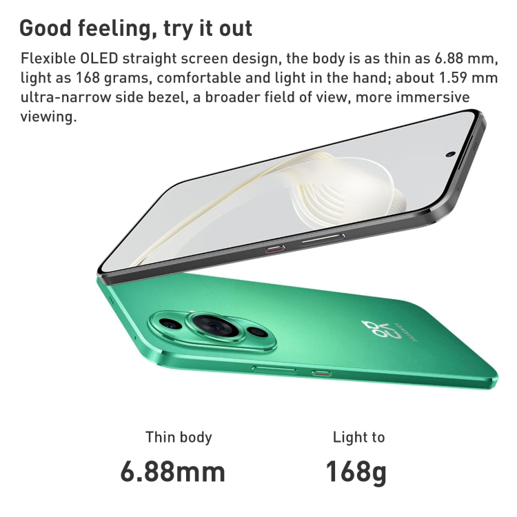 Doppia fotocamera posteriore, identificazione dell'impronta digitale dello schermo, vetro Kunlun da 6,7 pollici HarmonyOS Qualcomm Snapdragon 778G 4G Octa Core fino a 2,4 GHz, rete: 4G, OTG, NFC, non supporta Google Play, nova 11 512GB Kunlun Glass