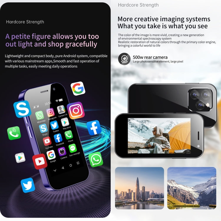 Riconoscimento facciale, Android 9.0 MTK6739CW da 3,0 pollici Quad Core fino a 1,28 GHz, OTG, Rete: 4G, Dual SIM, Supporto Google Play, 3GB+32GB