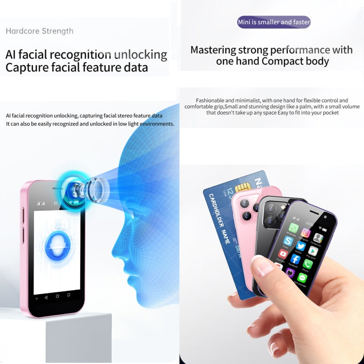 Riconoscimento facciale, Android 9.0 MTK6739CW da 3,0 pollici Quad Core fino a 1,28 GHz, OTG, Rete: 4G, Dual SIM, Supporto Google Play, 3GB+32GB
