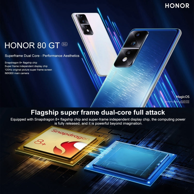 Tripla fotocamera posteriore, Face ID / Identificazione dell'impronta digitale dello schermo, Magic UI 7.0 da 6,67 pollici Qualcomm Snapdragon 8+ Gen1 Octa Core fino a 3,0 GHz, Rete: 5G, OTG, NFC, Non supporta Google Play, 12GB+512GB