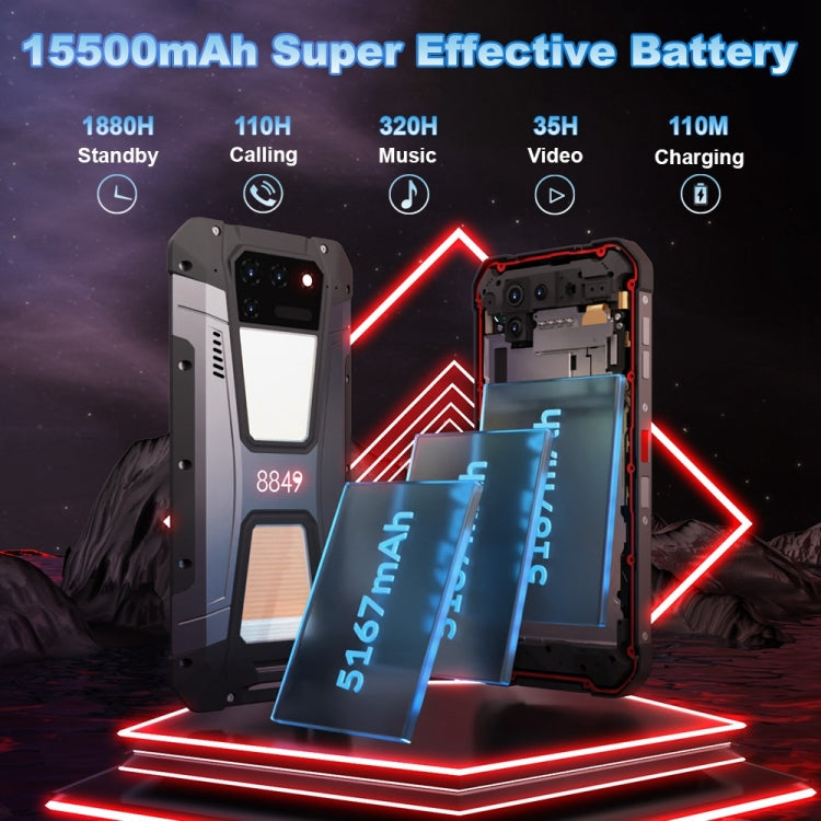 Impermeabile antipolvere antiurto, identificazione dell'impronta digitale laterale, batteria da 15500 mAh, 6,79 pollici Android 13 MTK6789 Octa Core fino a 2,2 GHz, rete: 4G, NFC, versione globale, Tank 2
