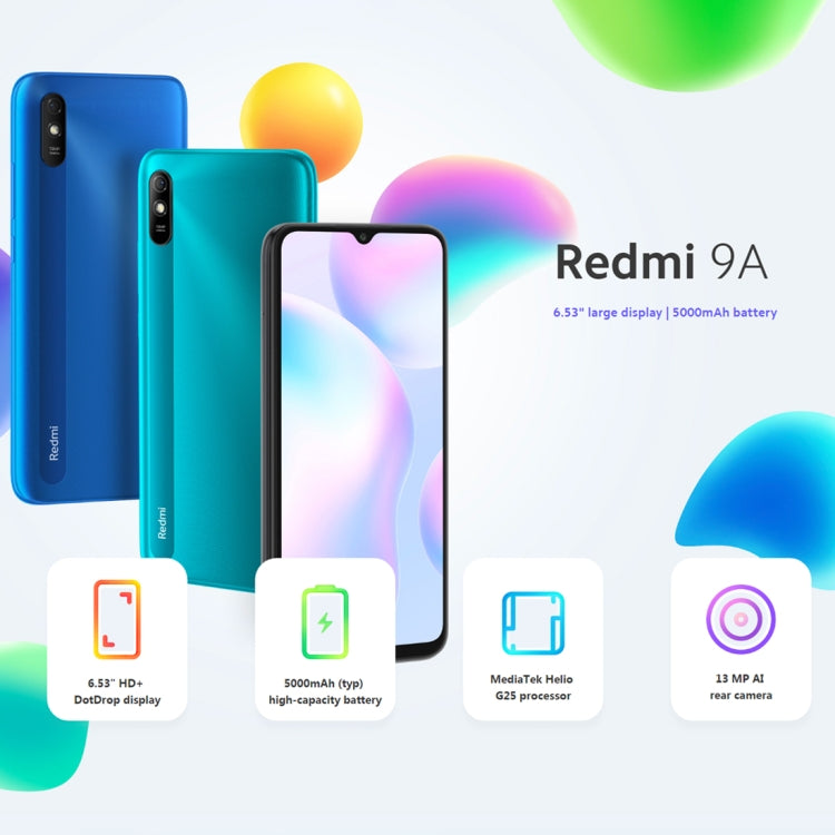 Batteria da 5000 mAh, Identificazione facciale, MIUI 12 MTK Helio G25 Octa Core da 6,53 pollici fino a 2,0 GHz, Rete: 4G, Doppia SIM, Supporto Google Play, 4GB+64GB