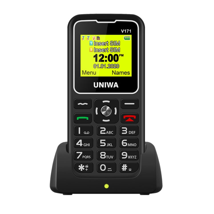 Batteria da 1,77 pollici, 1000 mAh, 21 tasti, supporto Bluetooth, FM, MP3, MP4, GSM, doppia SIM, con base di aggancio