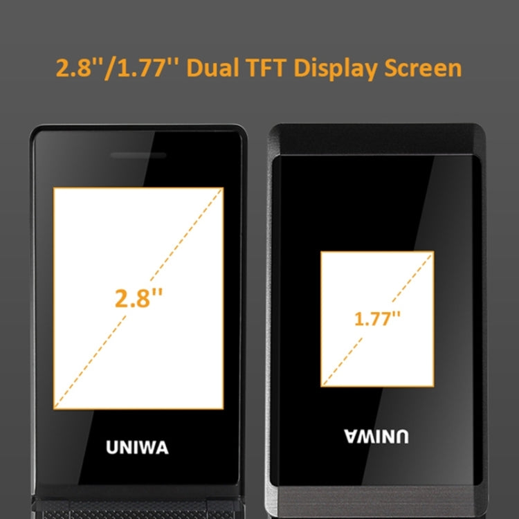 2,8 pollici + 1,77 pollici, MT6261D, supporto Bluetooth, FM, SOS, GSM, doppia SIM