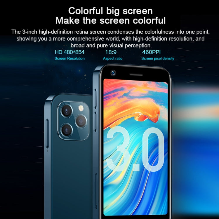 Riconoscimento facciale, Android 9.0 MTK6737M Quad Core da 3,0 pollici fino a 1,1 GHz, Bluetooth, WiFi, FM, Rete: 4G, Doppia SIM, 2GB+16GB