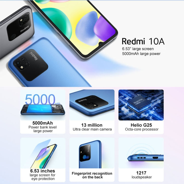 Batteria da 5000 mAh, Identificazione del volto, MIUI 12.5 MTK Helio G25 Octa Core da 6,53 pollici fino a 2,0 GHz, Rete: 4G, Doppia SIM, Supporto Google Play, 4GB+64GB