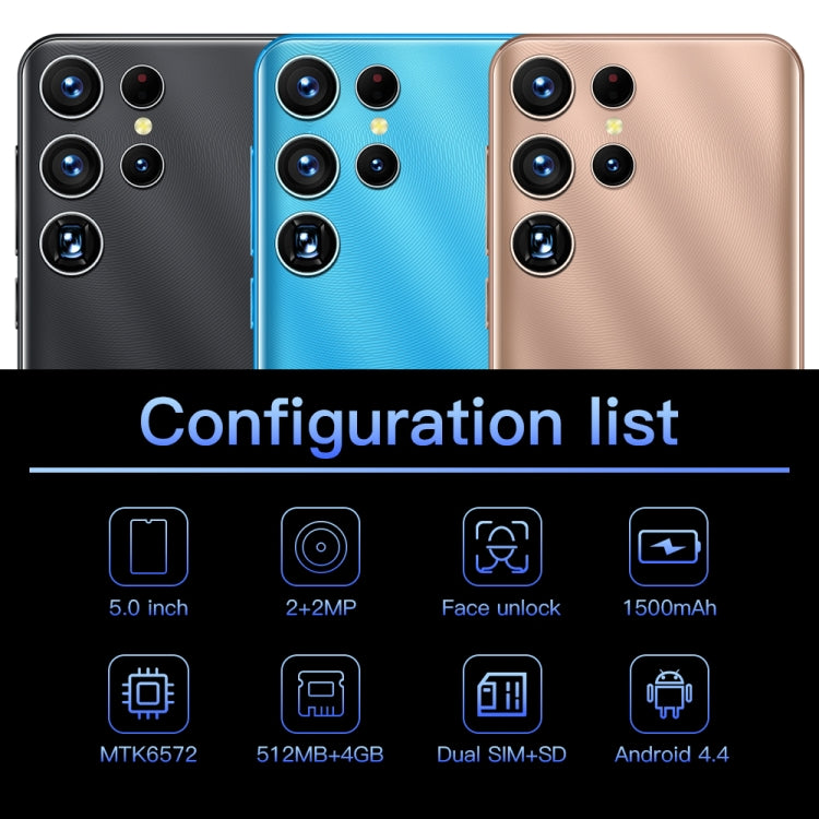 Identificazione facciale, Android 4.4 MTK6572 Dual Core, Rete: 3G, 512MB+4GB