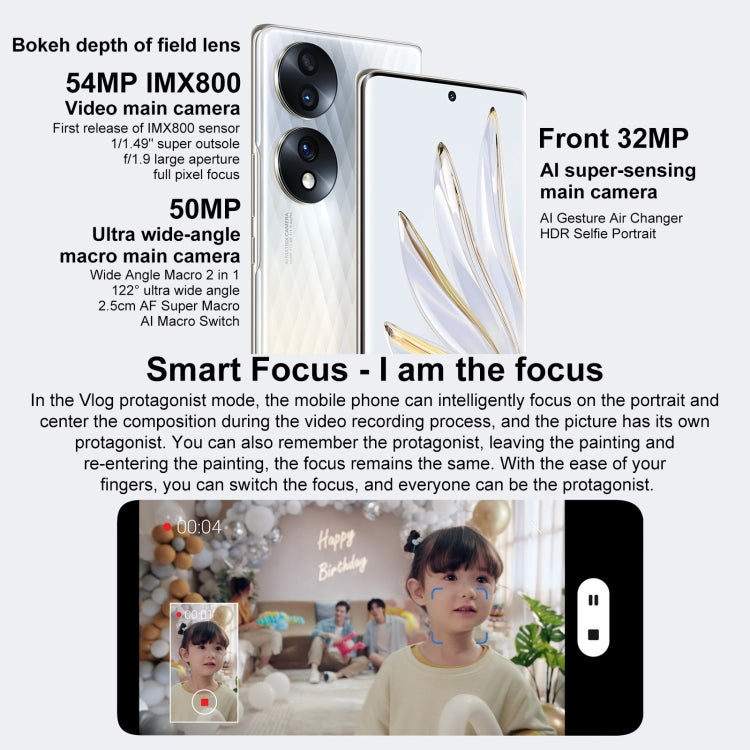 Tripla fotocamera posteriore, identificazione delle impronte digitali sullo schermo, Magic UI 6.1 da 6,67 pollici Qualcomm Snapdragon 778G Plus Octa Core fino a 2,5 GHz, Rete: 5G, OTG, NFC, Non supporta Google Play, Honor 70 5G 12GB+512GB, 12GB+512GB